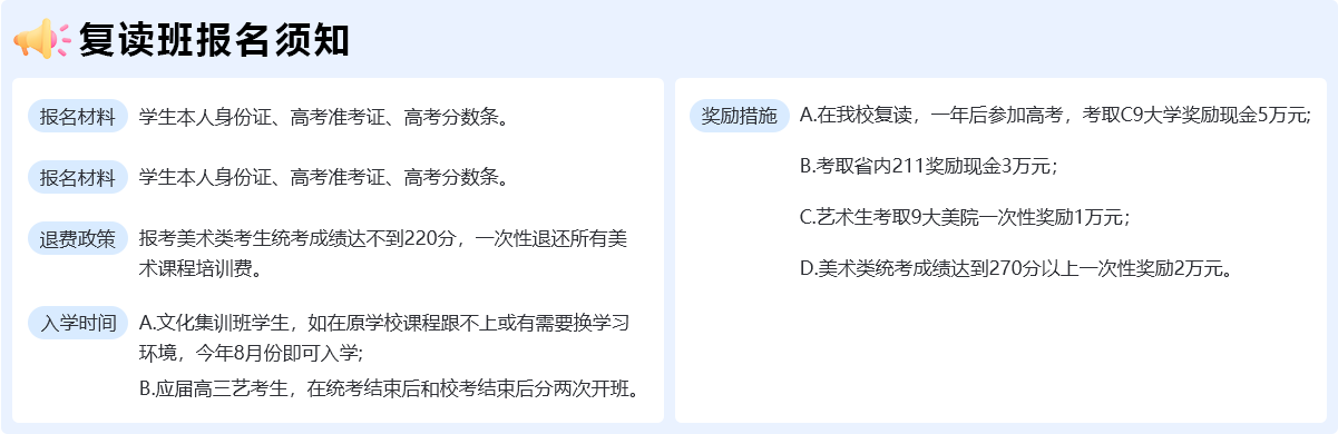 复读班报名须知